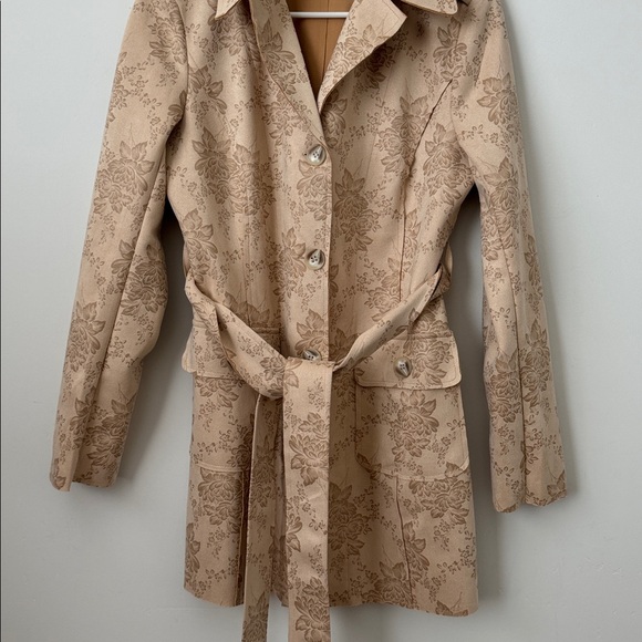 Soltaire Faux Suede Floral Boho Trench Style Coat Size: S - Picture 3 of 8